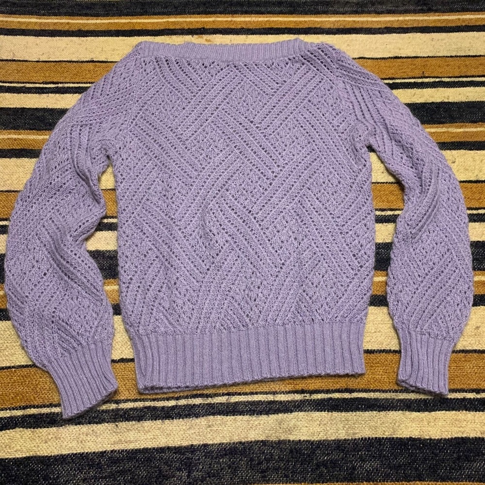 Vintage Knit Sweaters Pink Lavender White Ruffle Granny Cottage Coquette Femme - Picture 7 of 9